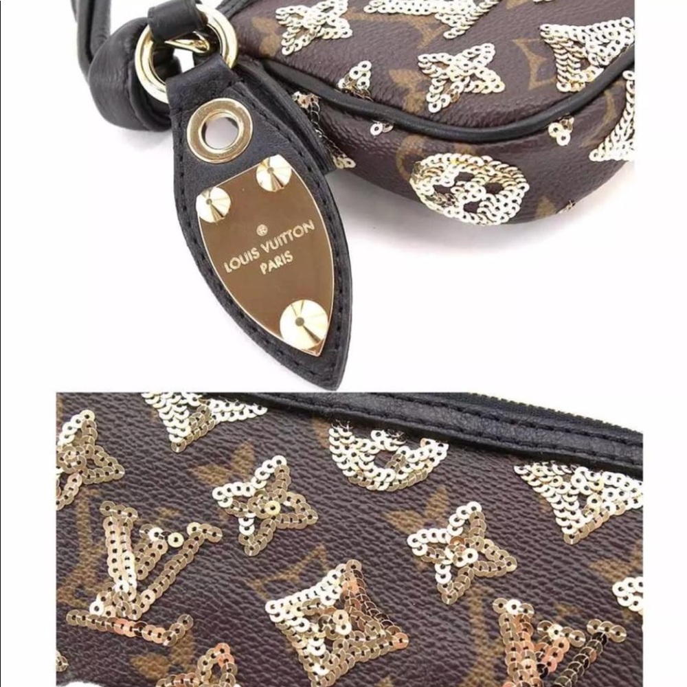 Louis Vuitton Eclipse Mini Pochette Wristlet Limited Edition Sequins Rare Clutch - Picture 3 of 15